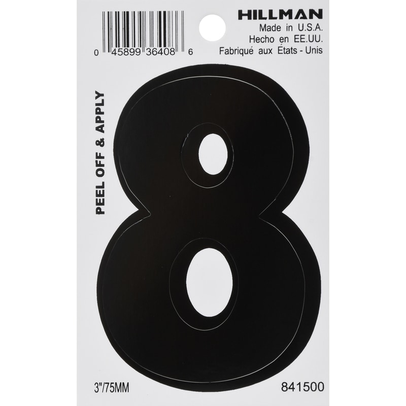 3" BLK #8 VINYL ADHV 1PC