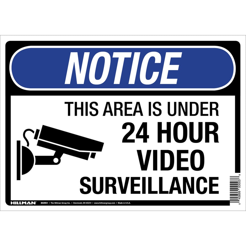 SIGN 24HR SURVEIL 10X14"
