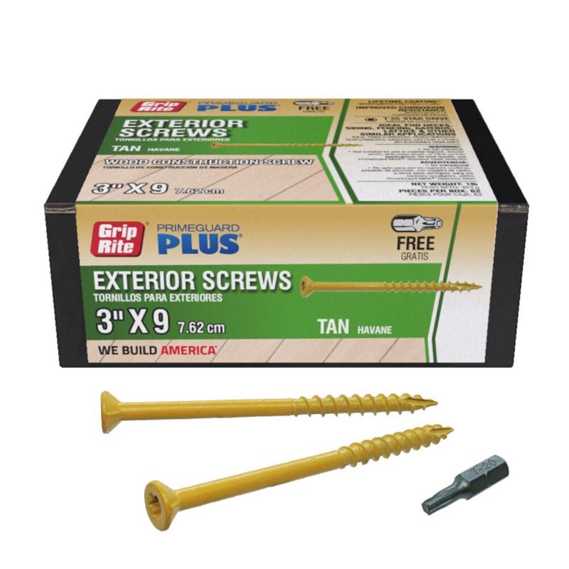 SCREW STAR TAN 9X3" 1#