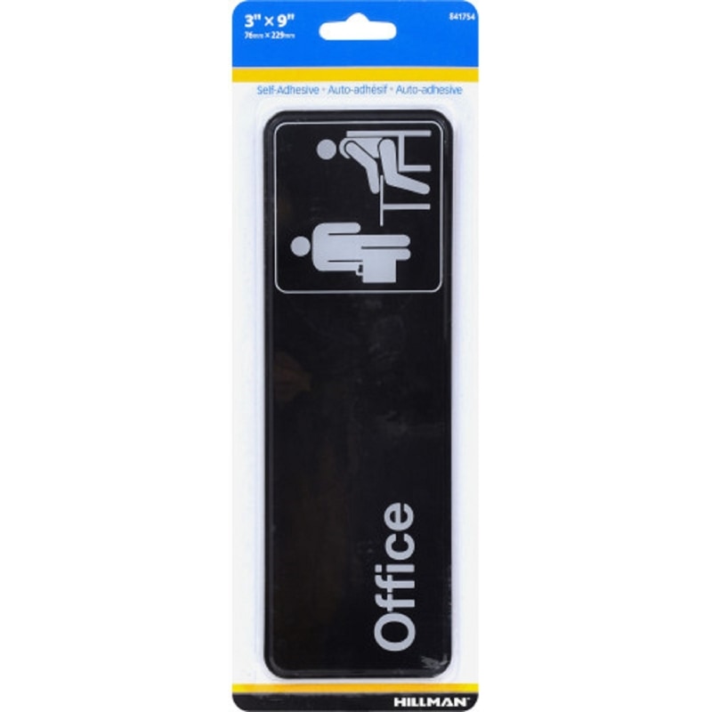 OFFICE SIGN BLK 3X9"