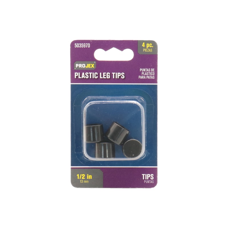 TIP LEG PLST BLK 1/2"4PK