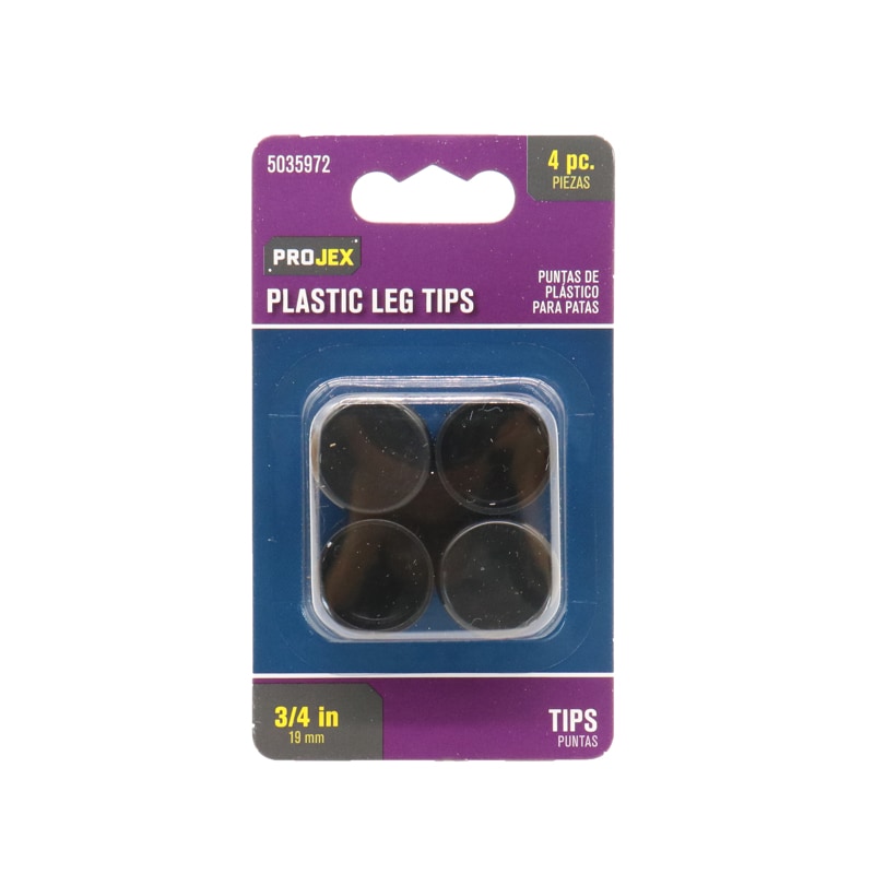 TIP LEG PLST BLK 3/4"4PK