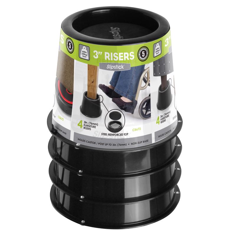 BED RISER ROUND BLK 3"