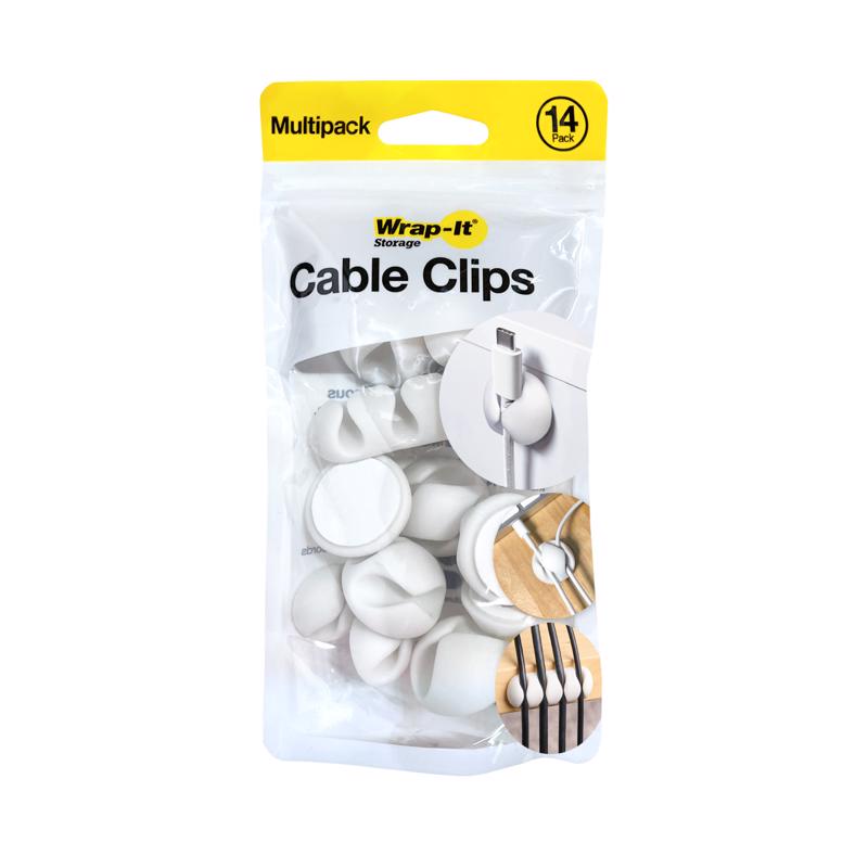 CABLE CLIP PLST WHT 14PC