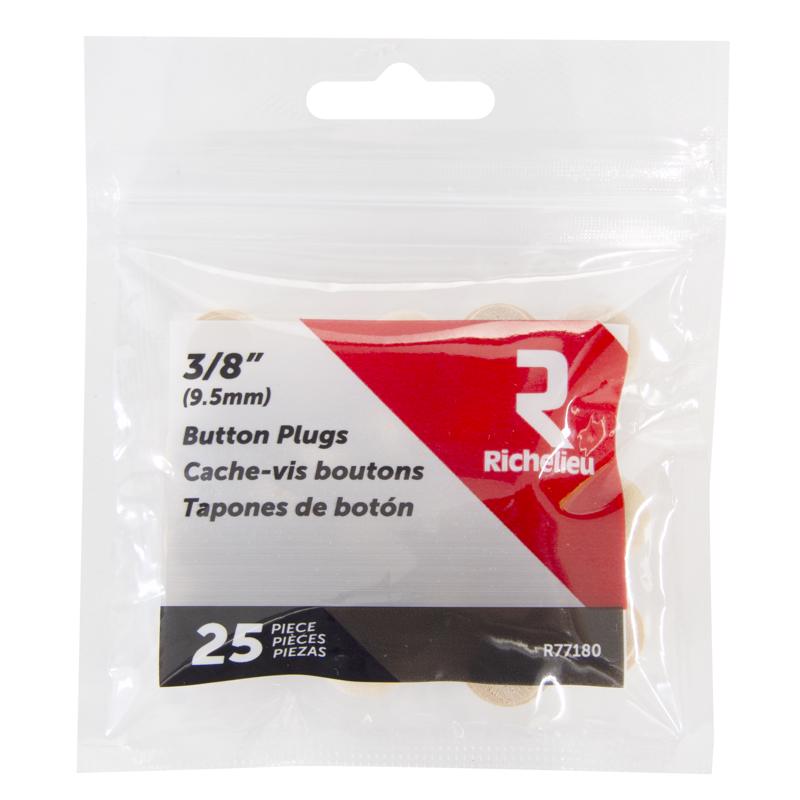 BTTN PLG RND BIRCH 3/8"