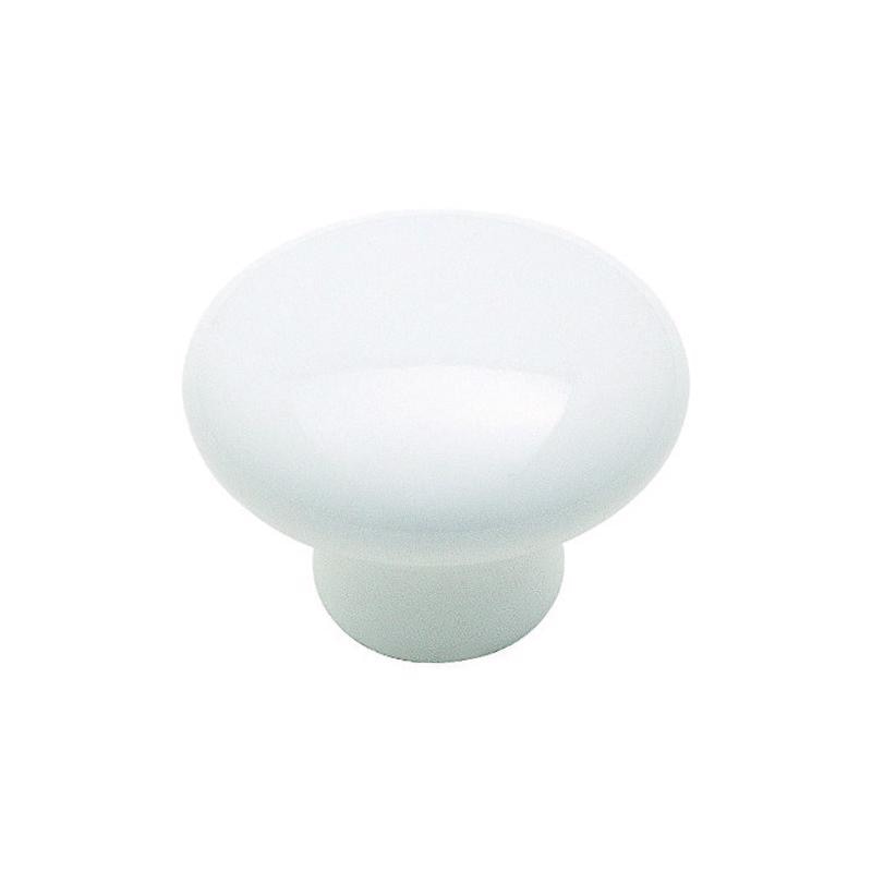 KNOB 1.25"RND CERAMIC WH