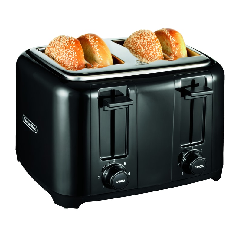 TOASTER PLASTC BLK 4SLOT
