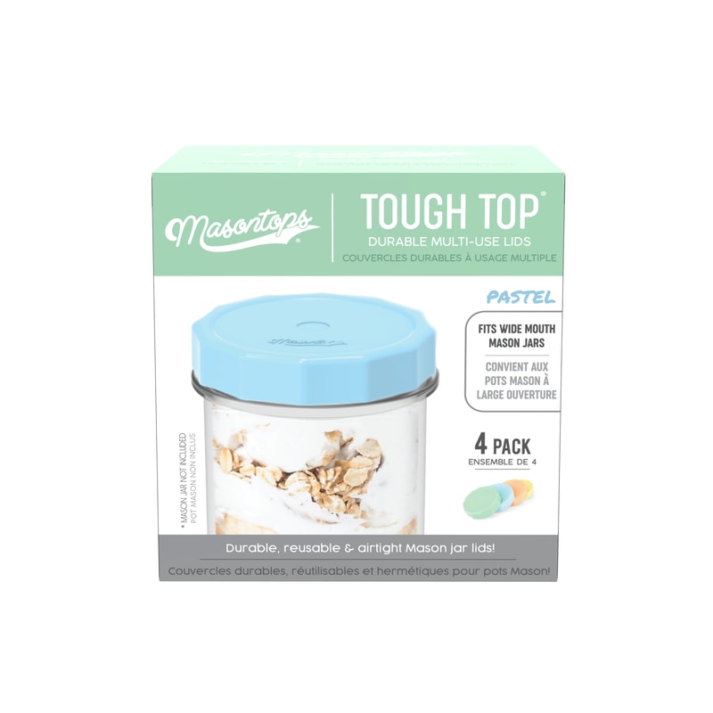 MASON JAR LID WM BLU 4PK