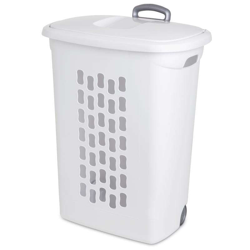 WHEEL LAUNDRY BASKET WHT