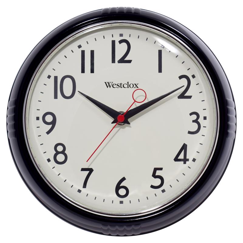 BLK WALL CLOCK 9.75"