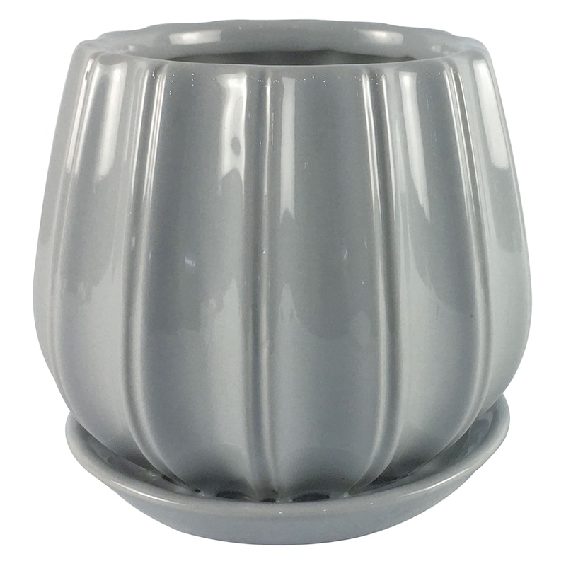 PLANTER CONTOUR GRAY 8"