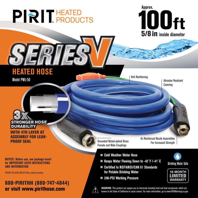 HEATED HOSE PVC BLU 100'
