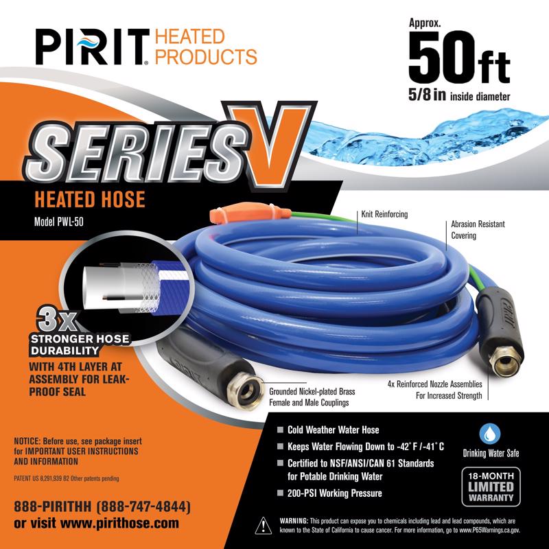 HEATED HOSE BLUE PVC 50'