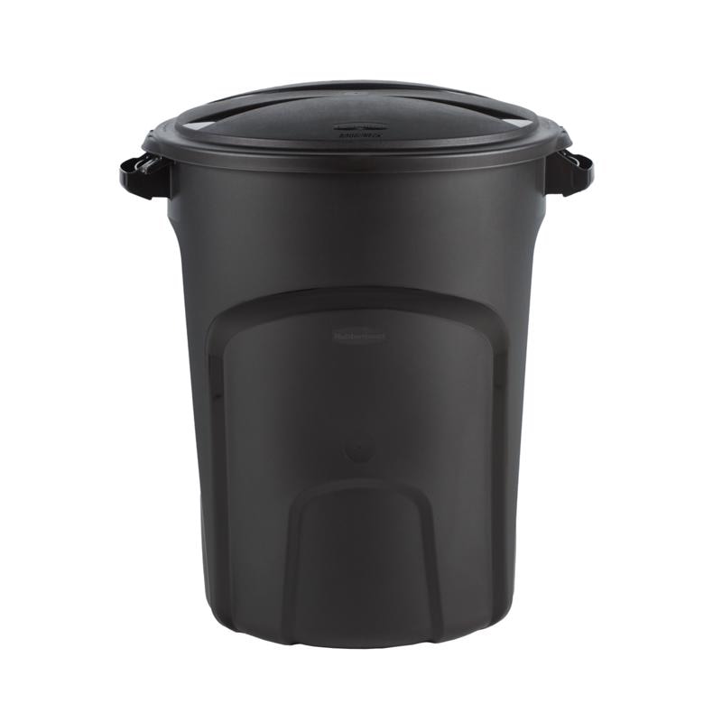 TRASH CAN PLST BLK 32GAL