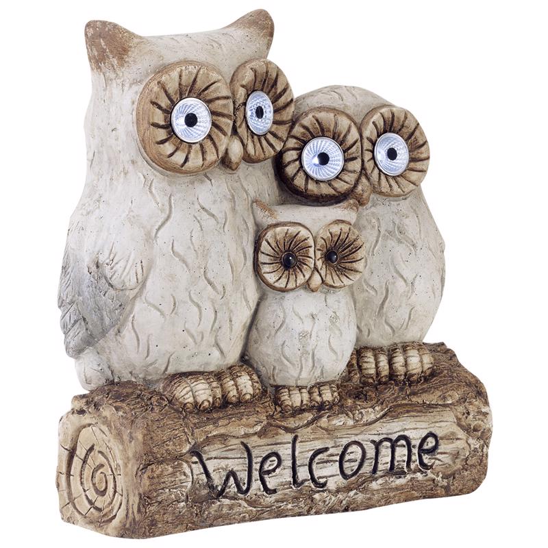STATUE OWL FMLY WLCM 16"