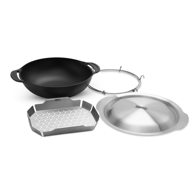 GRILL WOK CAST IRN BK/SL