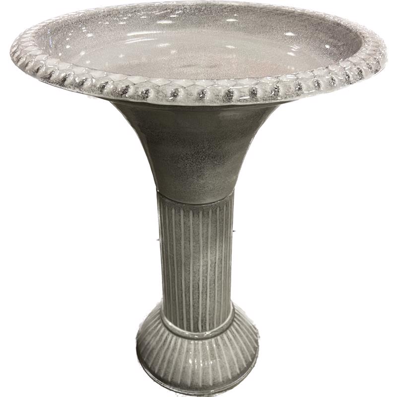 BIRD BATH MTL GRY 18"