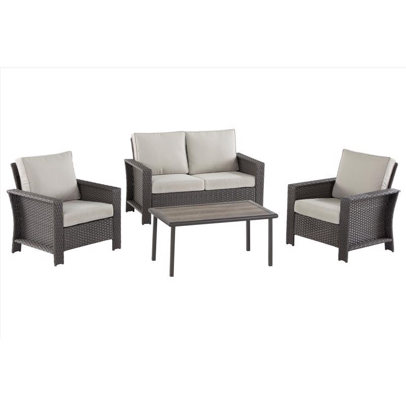 CHAIR SET POLY/WICKER BN