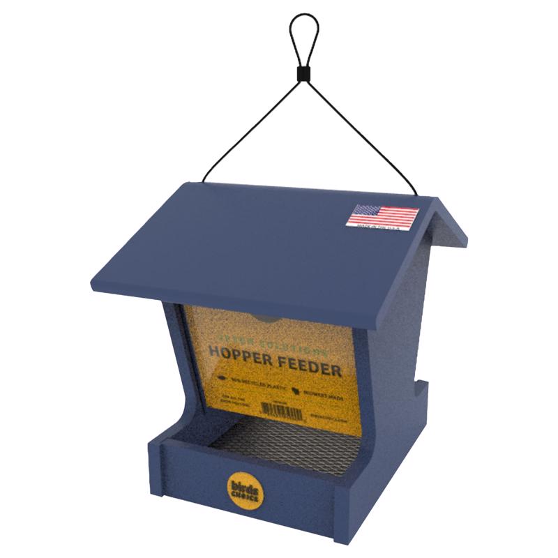 BIRD FEEDER PLASTIC BLUE