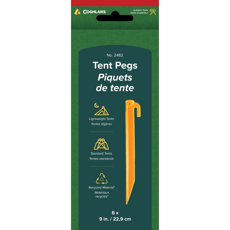 TENT PEG YLW POLY 9" 6PK