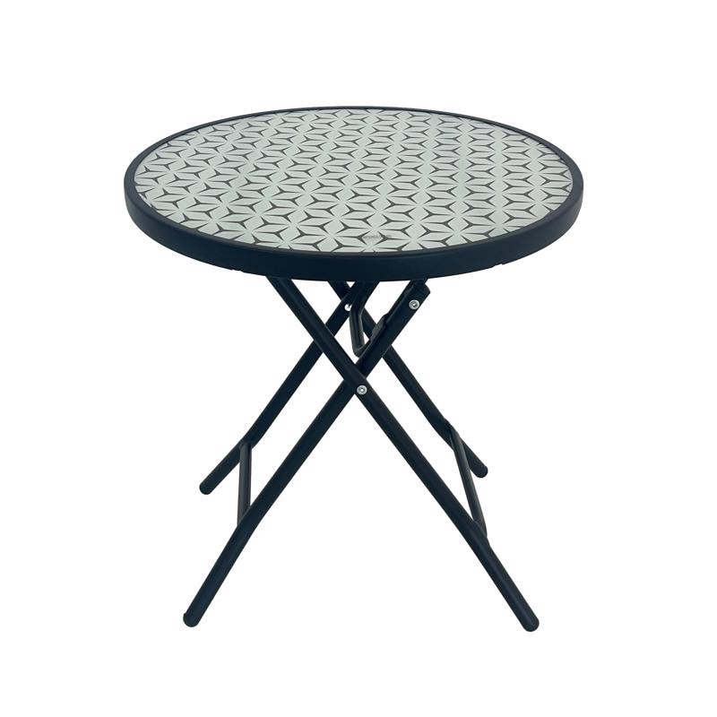 SD TBL RND GLS BLK 18"