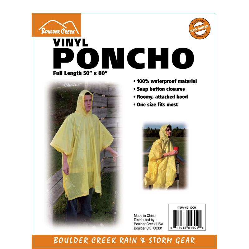 PONCHO VINYL 50"X80" YEL