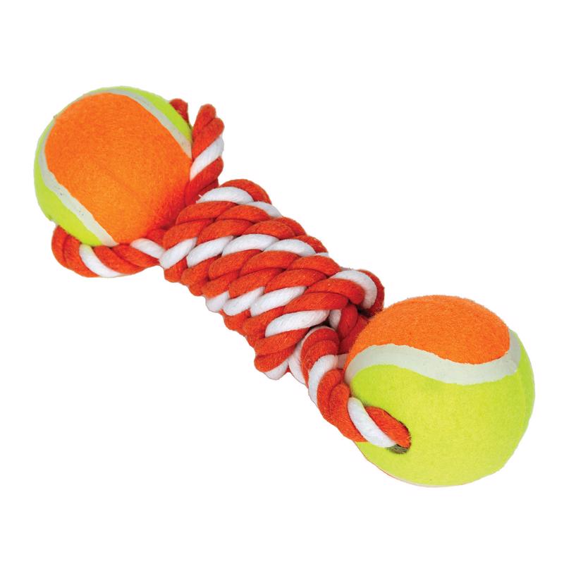 DOG TOY TENNIS BALL TUG