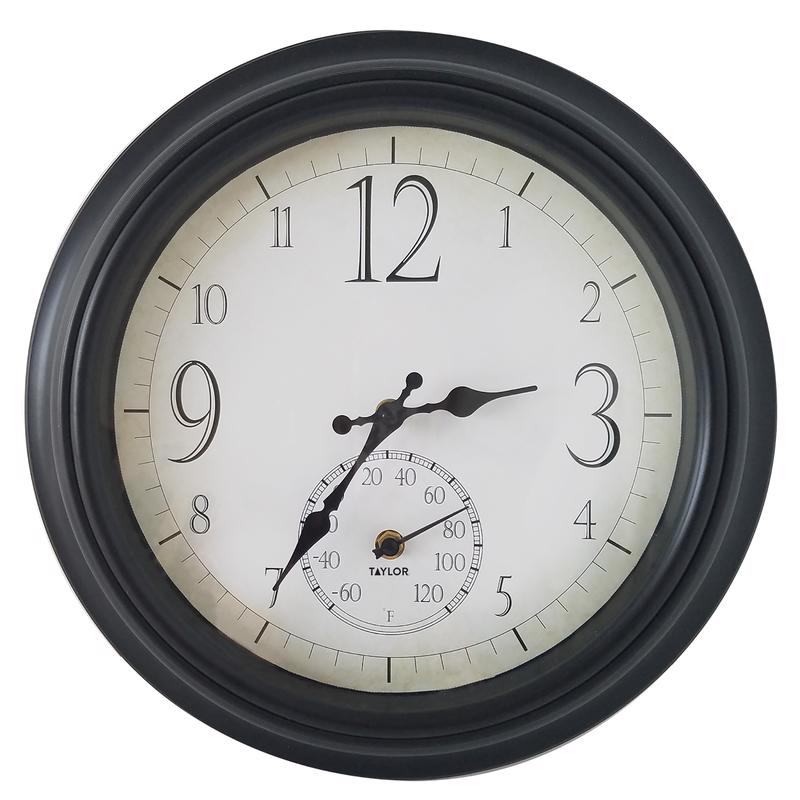 CLOCK/THERM BLACK 14"
