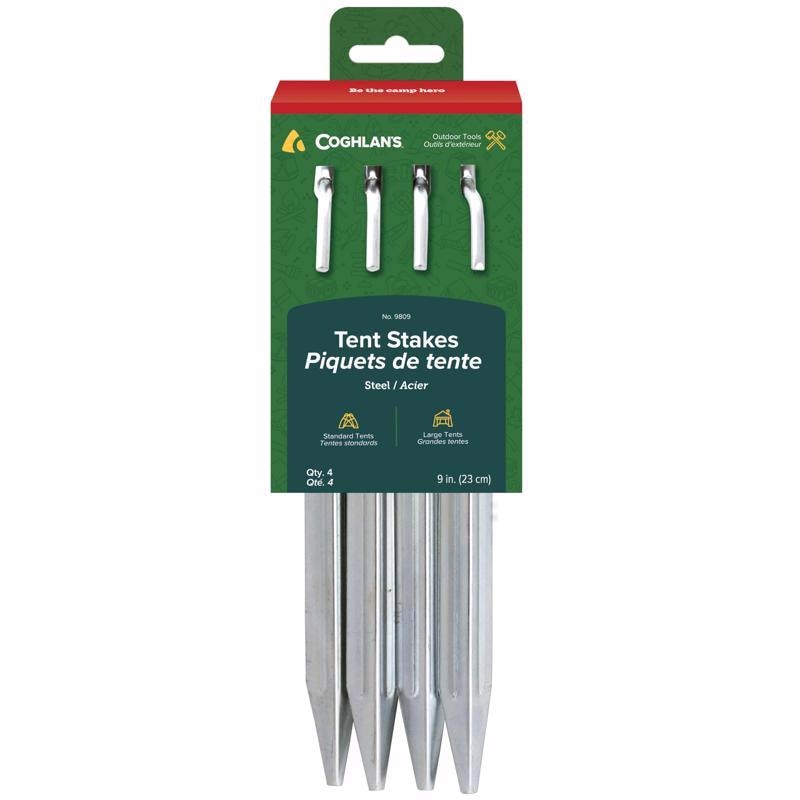 TENT STAKES 9" STEEL 4PK