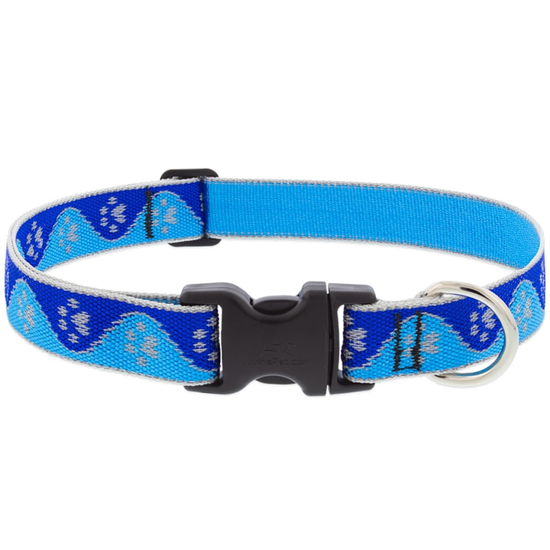 ADJ COLLAR BLUE PAWS 28"