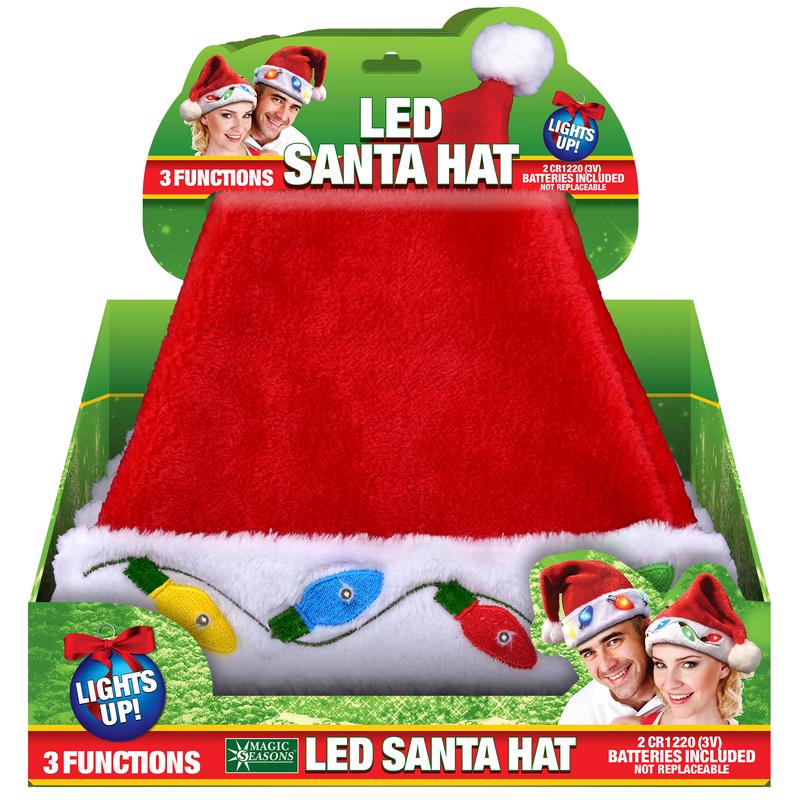 LED SANTA HATS PLUSH 1PC