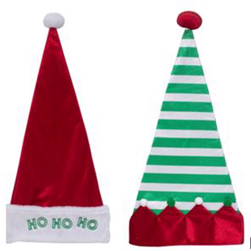 VELVET SANTA HAT AST 24"