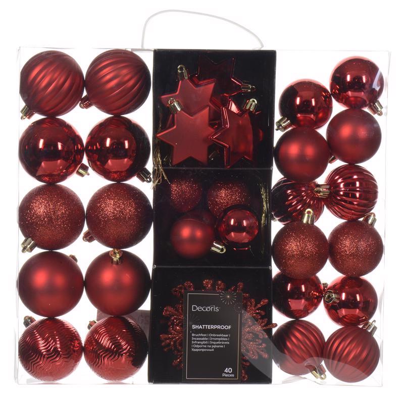 ORNAMENTS RED 40PK