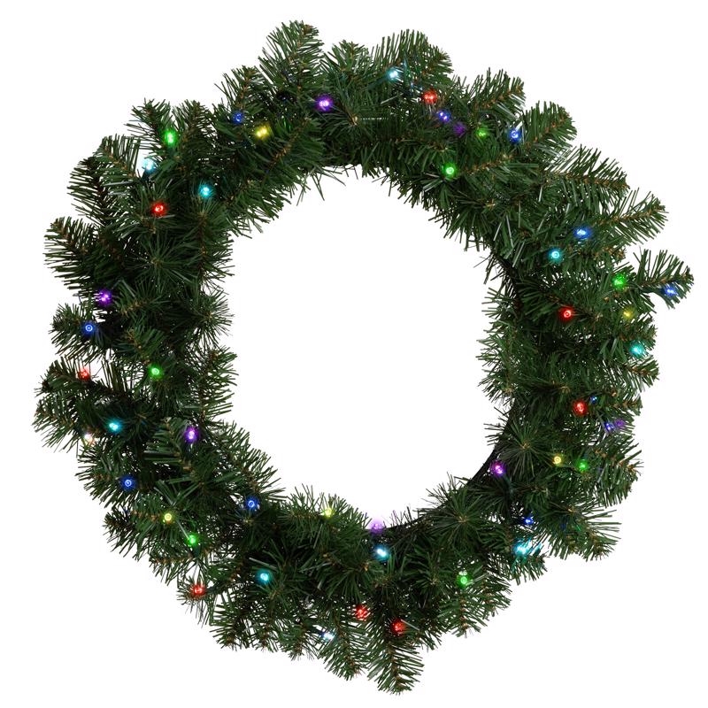 PRELIT WREATH RGBW 24"