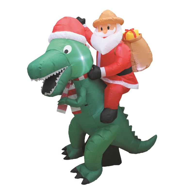 INFLAT DINO W/SANTA 6'