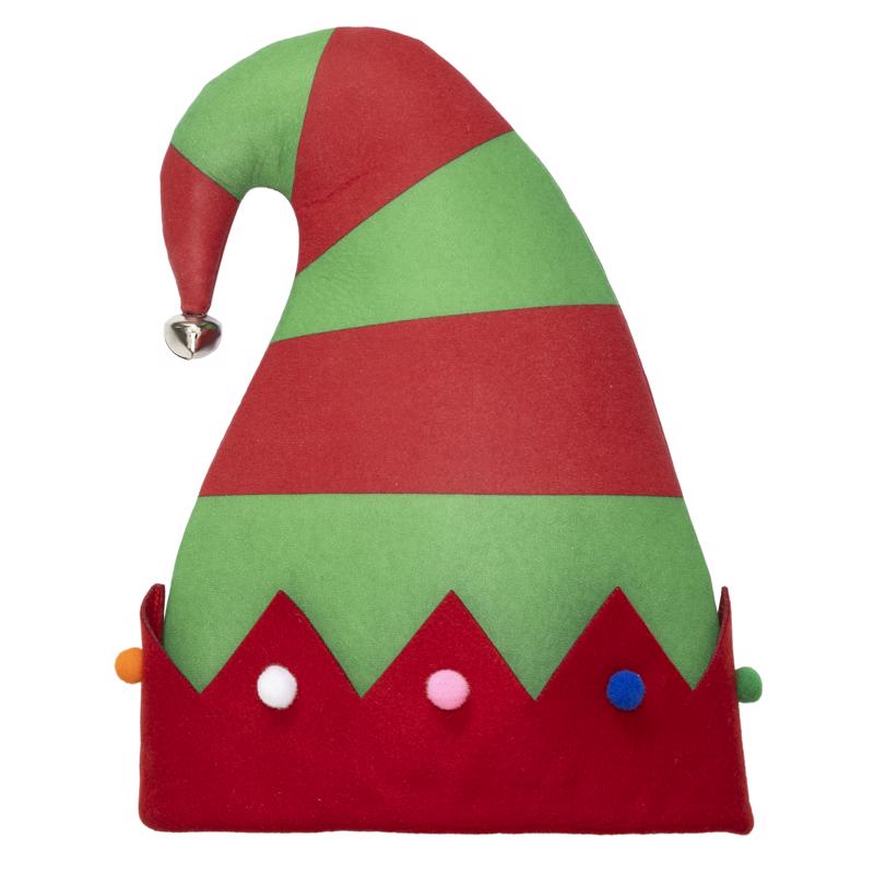 SANTA HAT ELF RD/GRN 16"