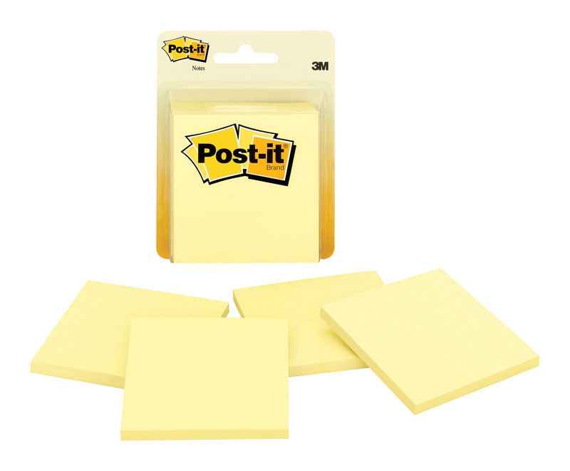 POST-IT NOTE YLW 4PK