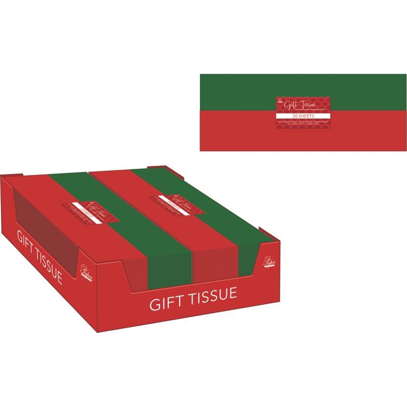 GIFT TISSUE RED/GRN 20CT