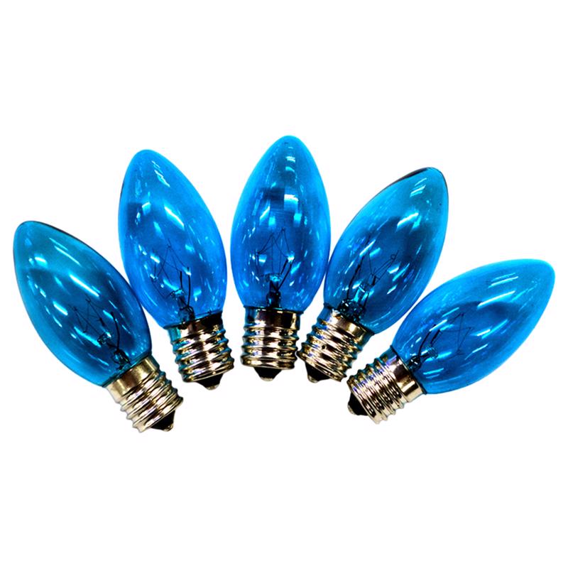 BULB TRANSP C9 BLU 25PK