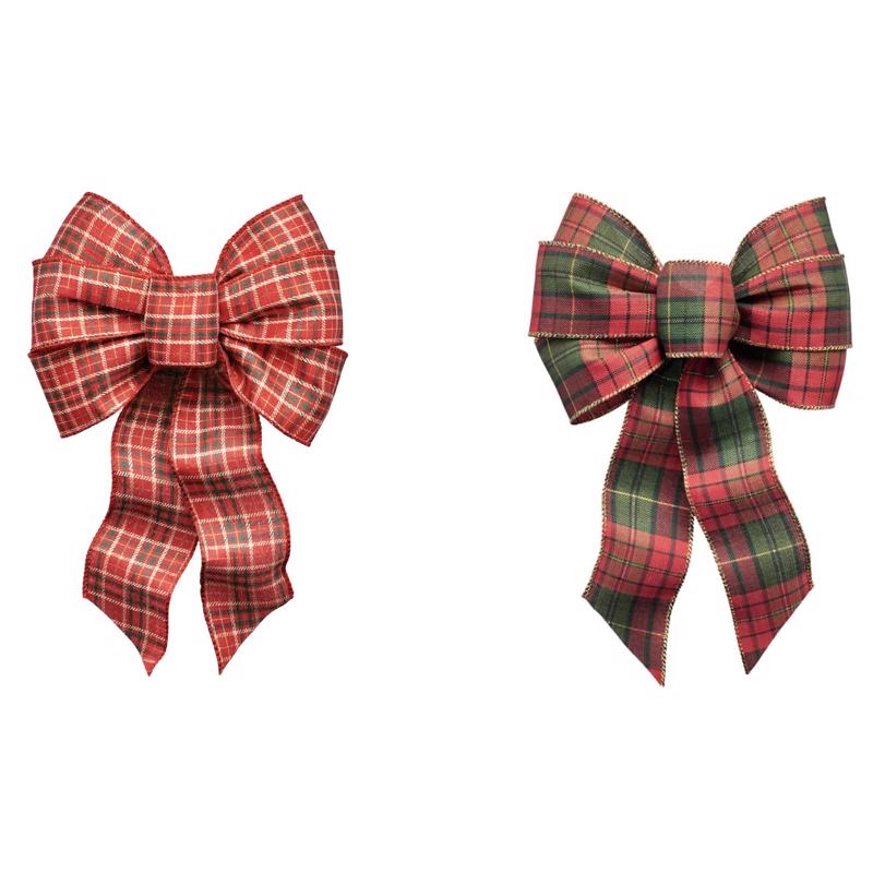 PLAID WIRE BOW 14" ASST